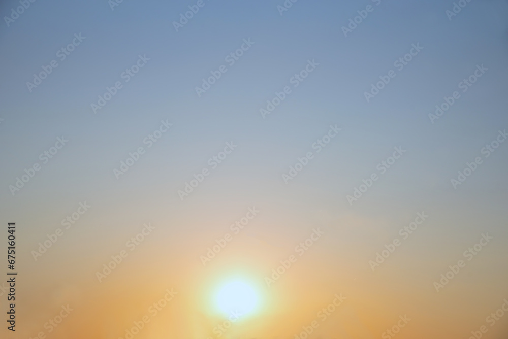 natural gradient sky background with sun ball, yellow and blue