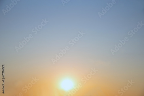 Fototapeta Naklejka Na Ścianę i Meble -  natural gradient sky background with sun ball, yellow and blue