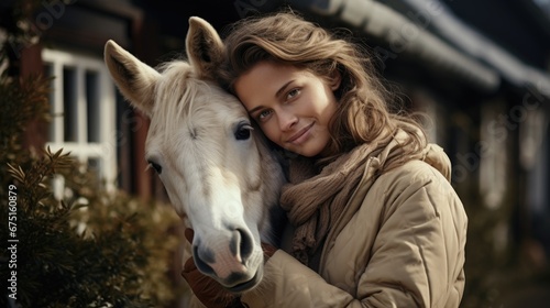 friendship mood, woman with horse. © banthita166