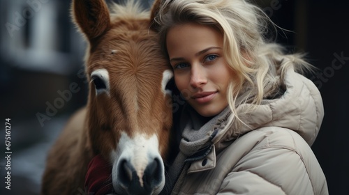 friendship mood, woman with horse.