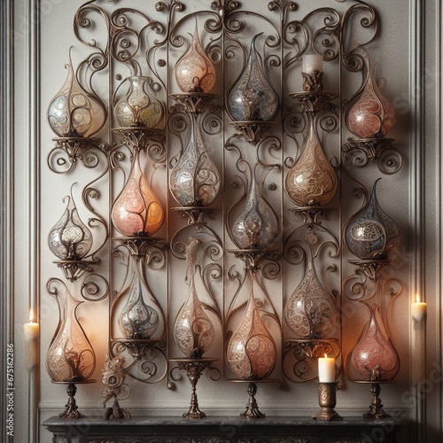 christmas decoration on the wall, element, vintage, black, retro, antique, st...