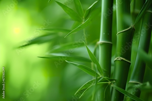 Bamboo tree  bamboo branch on green dof background  close-up