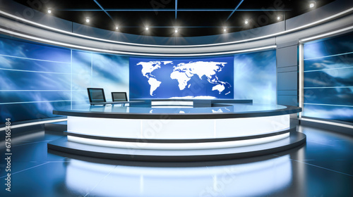 News Studio. Backdrop for TV shows.TV studio. News studio. The perfect backdrop for any green screen or chroma key video or photo production. 3d render