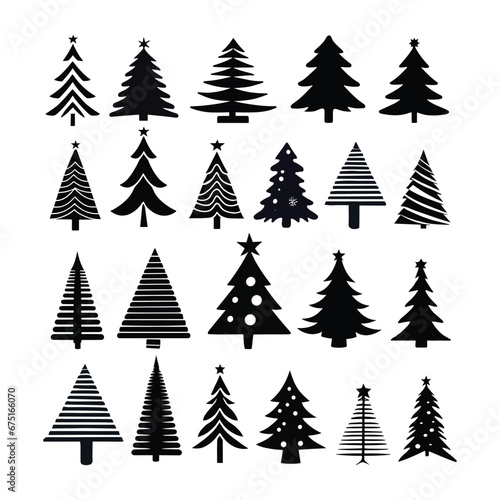 Vector collection of christmas trees modern flat design