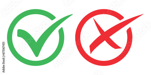  Green tick and red cross icon vector illustration 