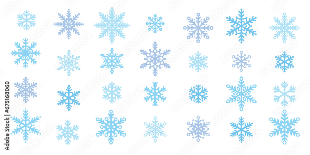 Cute snowflake vector illustration set with round shapes for a friendly look, snow illustration hand drawn collection. Cute snowflake vector illustration set with round shapes for a friendly look, snow illustration hand drawn collection.