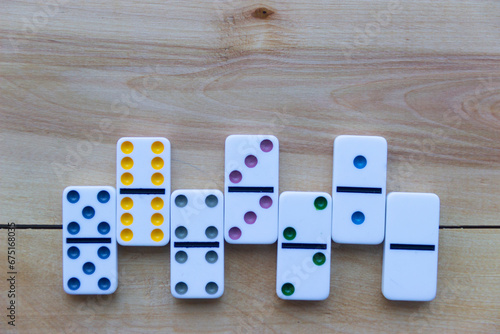 Dominoes on a wooden table