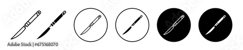 Scalpel vector illustration set. Surgeon surgical surgery knife icon for UI designs. Suitable for apps and websites. 