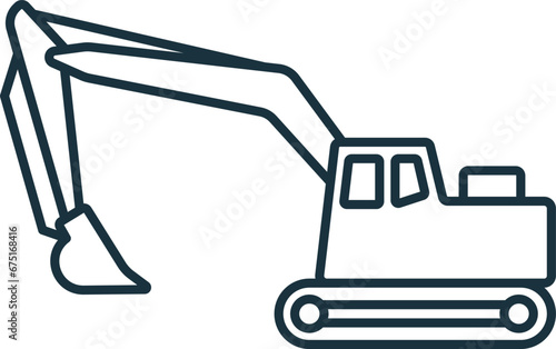 Excavator outline icon. Monochrome simple sign from transportation collection. Excavator icon for logo, templates, web design and infographics.