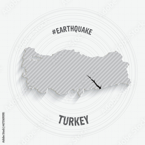 Turkey Earthquake concept on turkey map. Praying for Turkey. photo