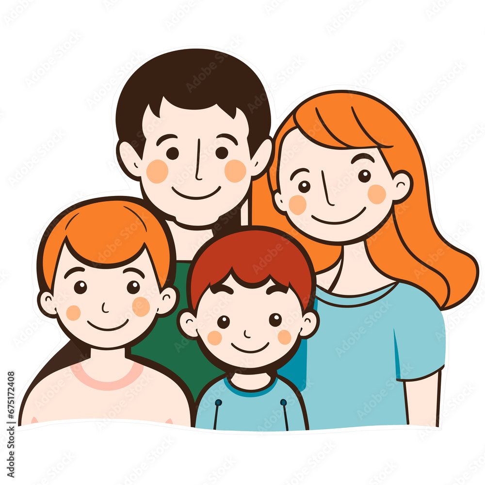 Family portrait. Happy parents with their son and daughter. Family portrait. Happy parents with their son and daughter.