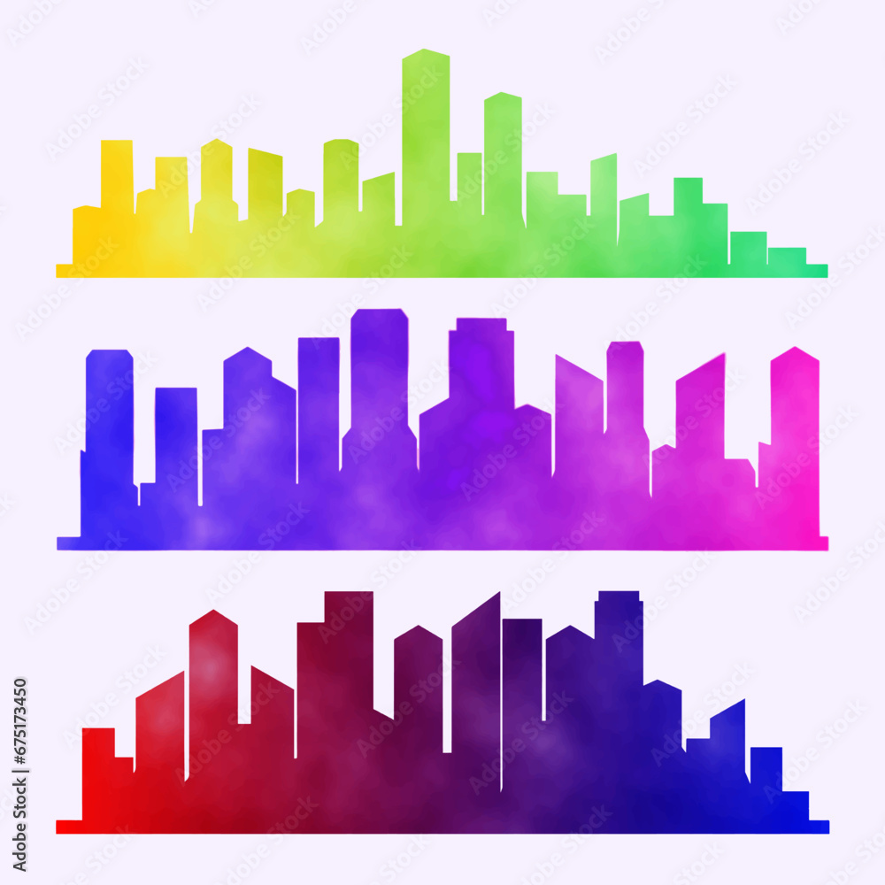 urban silhouette icon in a cool and trendy watercolor style
