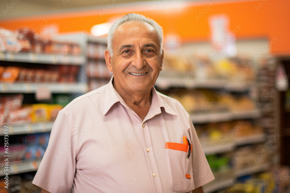 a man in a store with a smile on his face a man in a store with a smile on his face