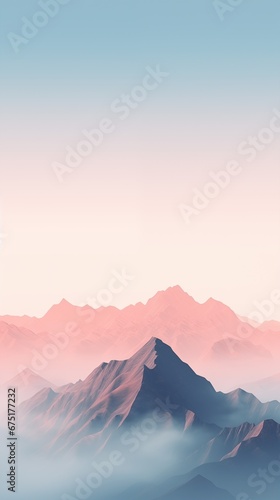 Trendy aesthetic minimalistic phone wallpaper, mountains, pastel colours, instagram stories background