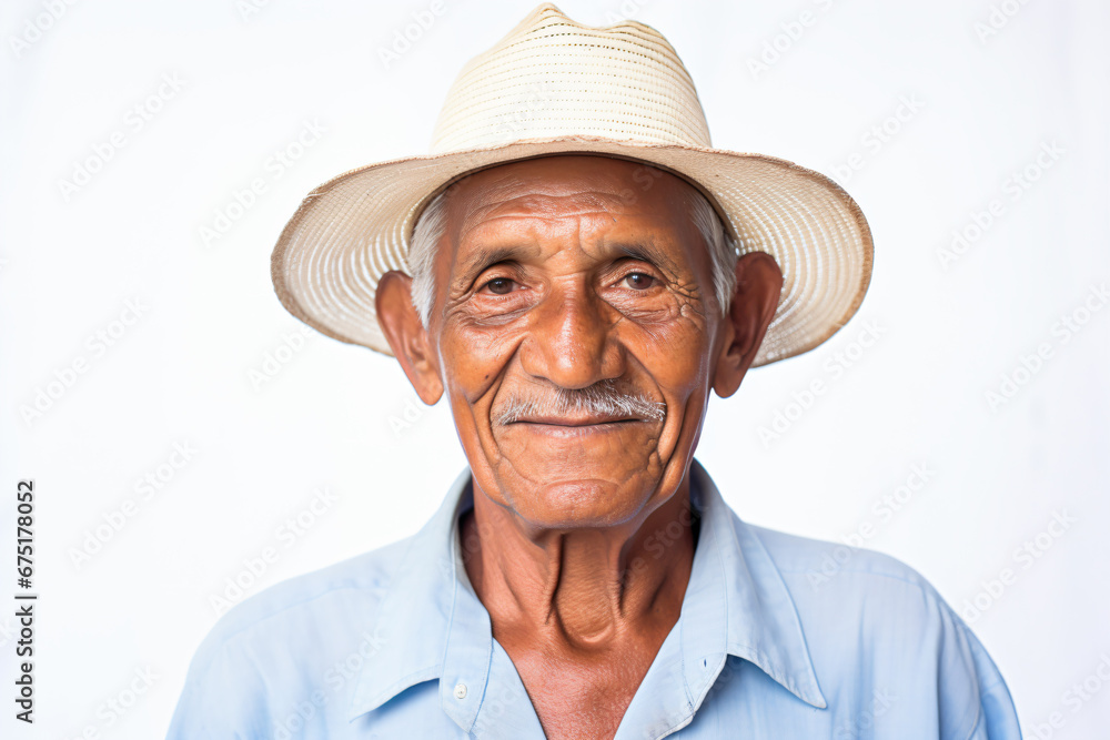 a man wearing a hat and a blue shirt a man wearing a hat and a blue shirt
