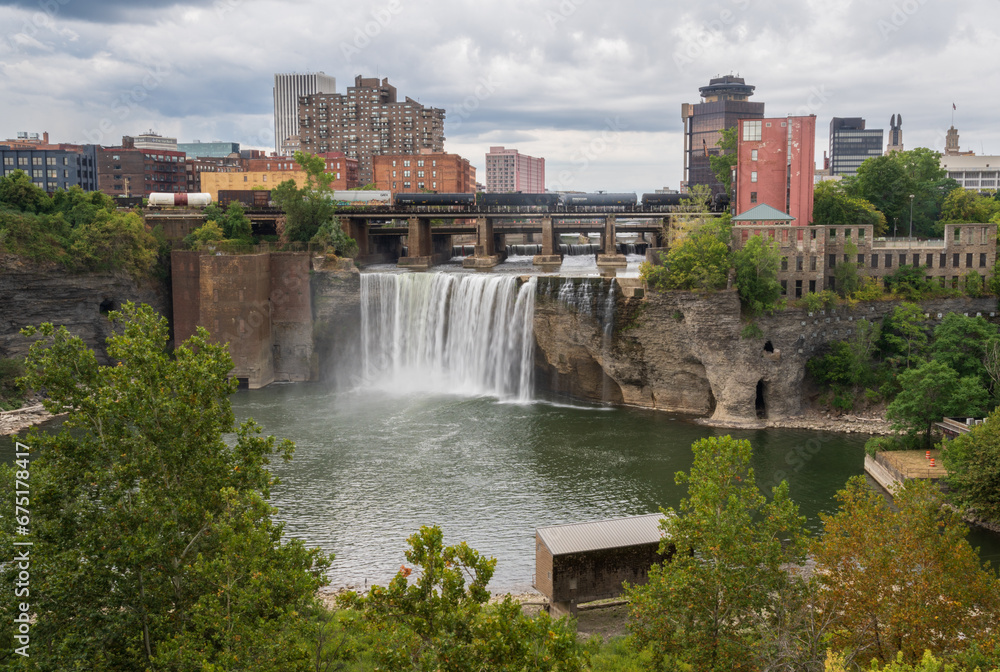 The Rochester Overlook with Waterfall and City Skyline The Rochester Overlook with Waterfall and City Skyline