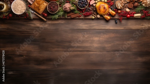 food wooden board holiday top view illustration gourmet table  meat delicious  snack dinner food wooden board holiday top view