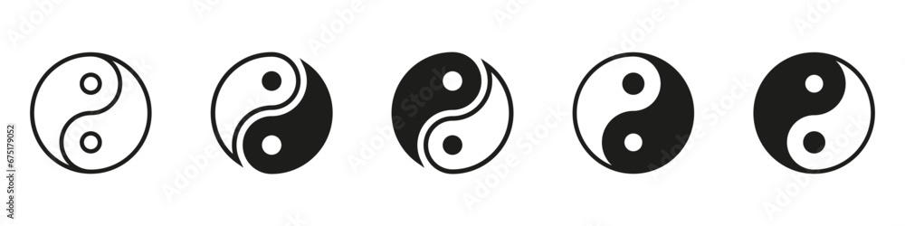 Yin Yang icon set isolated on transparent background. Vector illustration. Yin Yang icon set isolated on transparent background. Vector illustration.