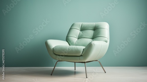 Closeup of mint lounge chair. Modern minimalist home living room interior. materials for furniture finishing photo