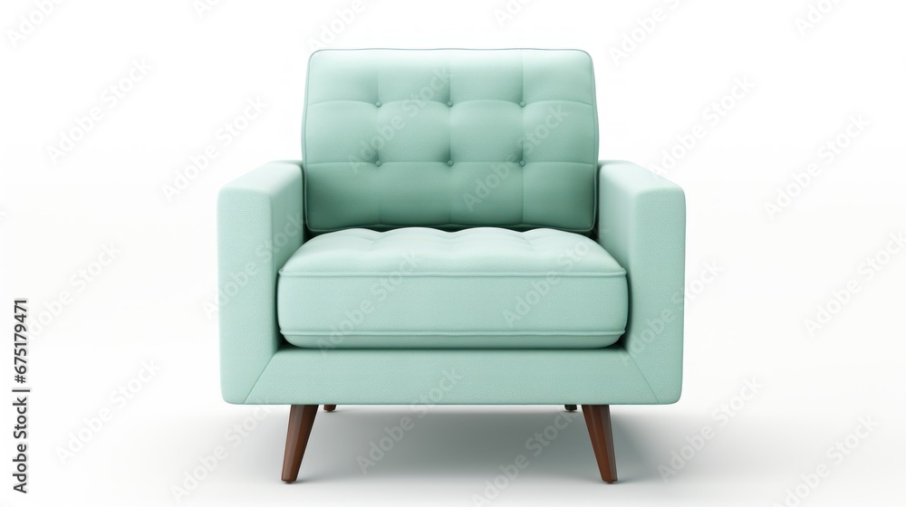 Obraz premium Closeup of mint lounge chair. Modern minimalist home living room interior. materials for furniture finishing