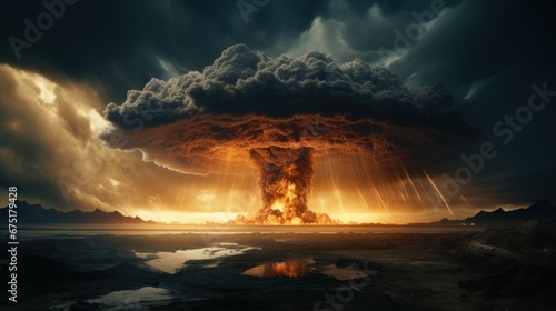 nuclear explosion, nuclear mushroom, consequences of war photo