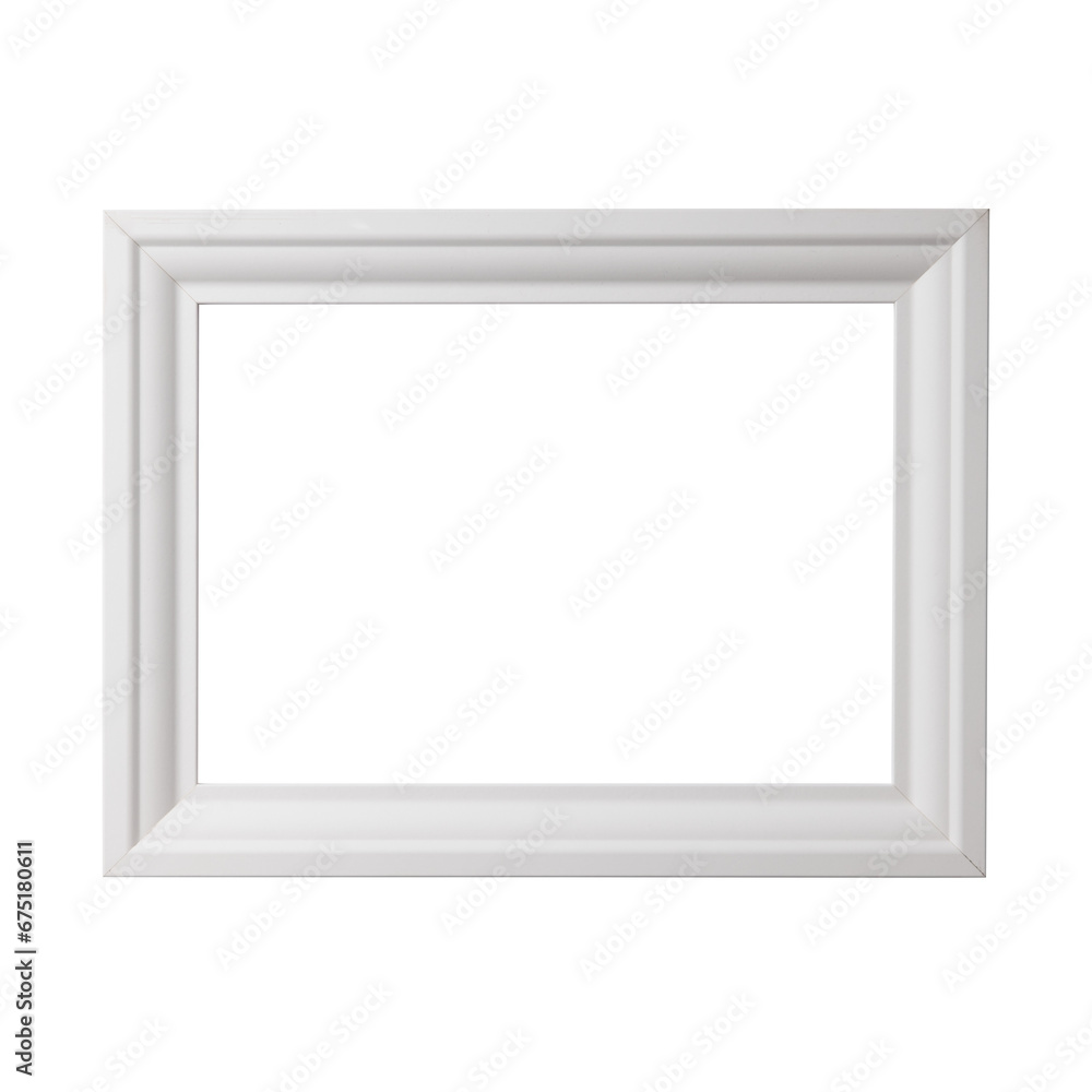 White blank picture frame, realistic horizontal picture frame. Empty white picture frame, mockup template isolated on white background. White blank picture frame, realistic horizontal picture frame. Empty white picture frame, mockup template isolated on white background.
