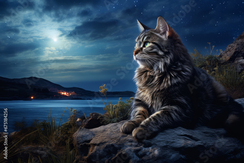 Artwork of the cat in the night