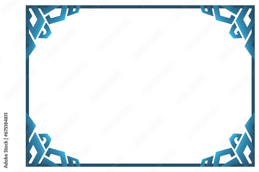 Obraz premium Blue Gradation Ornament Border With Transparent Background