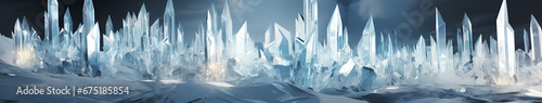 A hyper-realistic ice crystal formation  with sunlight refracting through each prism-like facet