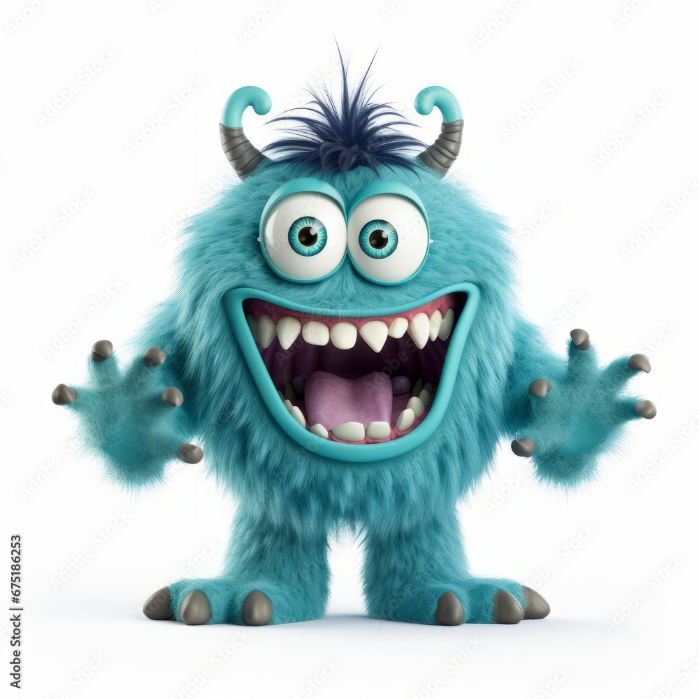 Blue Monster with Enormous Eyes and Majestic Horns