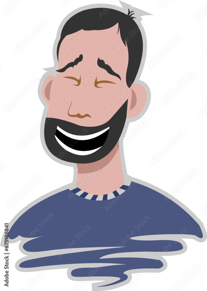 Obraz premium Sticker Of A Cartoon Bearded Man