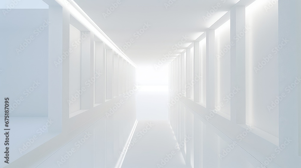 Obraz premium design white wall corridor background illustration room hall, floor hallway, inside light design white wall corridor background