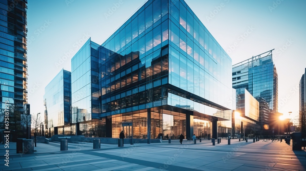 Modern office building in the city. Business and financial concept - obrazy, fototapety, plakaty 