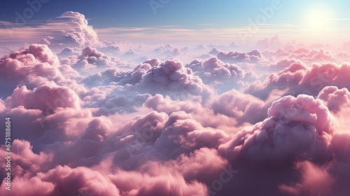 Experience the breathtaking view of pink clouds from the plane's window. Enjoy a unique and dreamy scenery during your flight photo