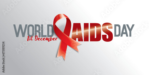 Aids Awareness Red Ribbon. World Aids Day concept. Vector Illustration