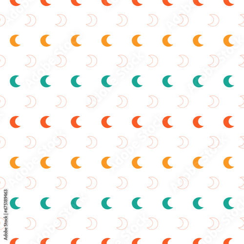 Seamless pattern with colorful moon