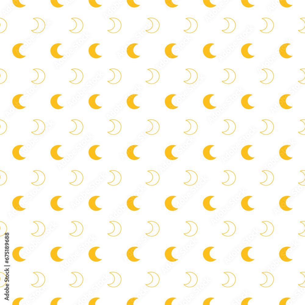 Seamless pattern with yellow moon