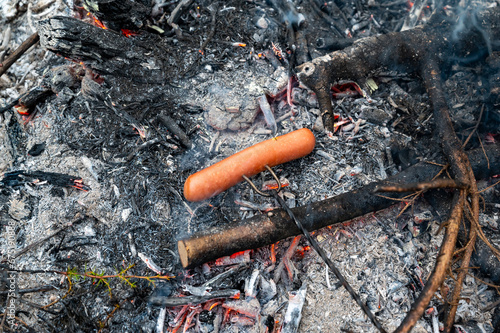 Wallpaper Mural Grilling sausage on skewer over open fire Torontodigital.ca