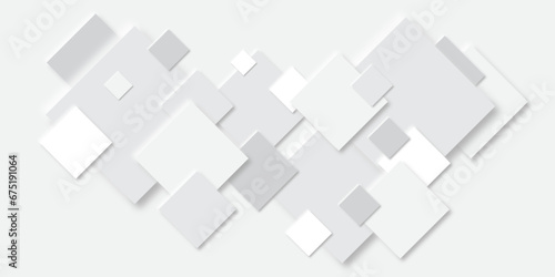 Abstract 3d geometric background with white and gray square rhombus structure style.Abstract white and gray overlap dimension modern background design vector Illustration.design for template, banner, © Kainat 