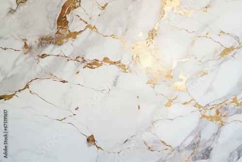 Luxurious white and gold marble texture for artistic wall designs. Generative AI