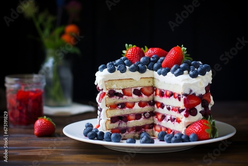 Patriotic Celebration: Red, White, and Blue Cake for 4th of July