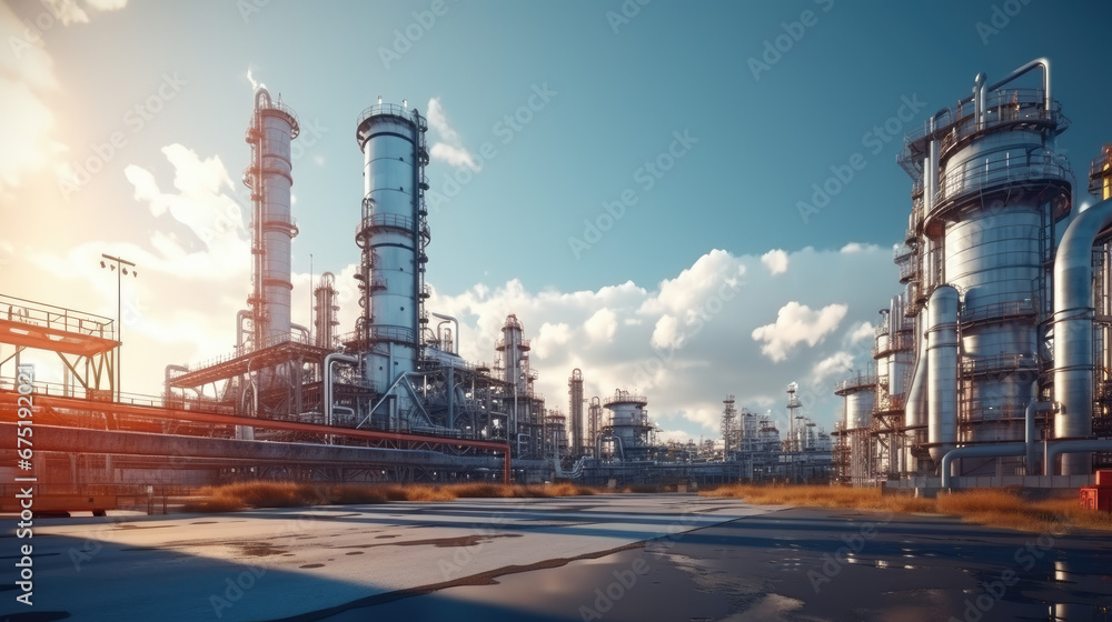 Petrochemical Industry: Pipeline Transport, Gas and Oil Processing in a Furnace Factory