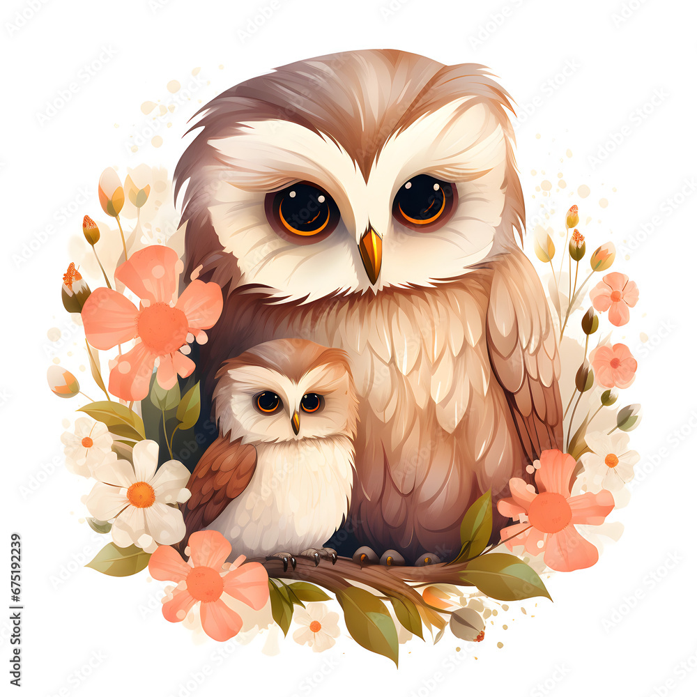 Obraz premium Mom and baby animals. 