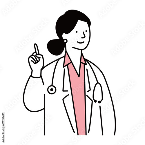 指を差す・案内をする女医のイラスト素材