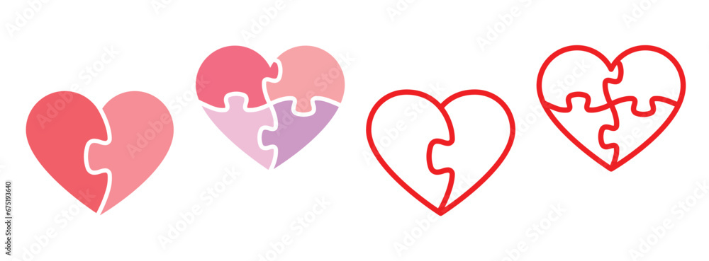 valentines heart puzzle pieces connection valentines heart puzzle pieces connection