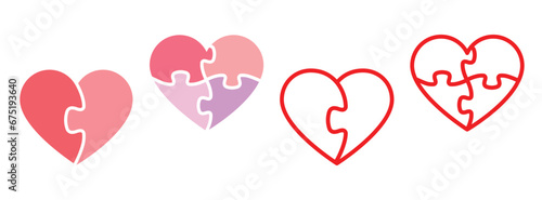 valentines heart puzzle pieces connection