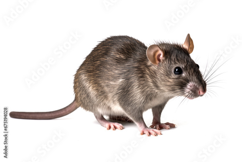 Common brown rat Rattus norvegicus also known as sewer rat or Norway rat. cut out and isolated on a white background