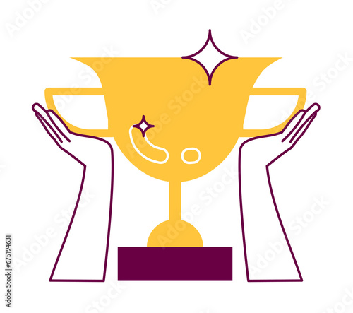 Hands holding the winners trophy