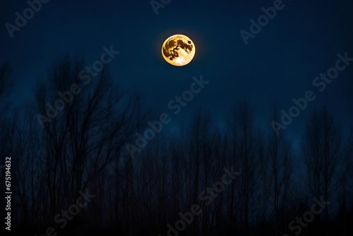 majestic view of full moon in the night giving concept of golden moon ai generated