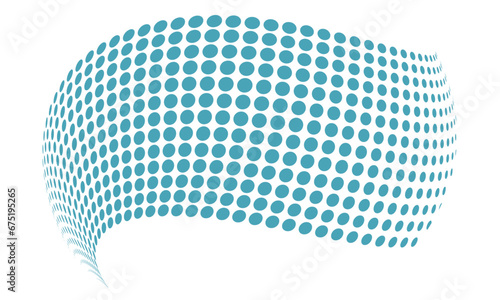 Wavy Halftone Dots Pattern Vector Sphere Banner Illustration with Transparent Background
